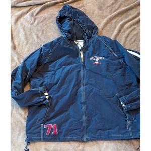 Disney Parks Mickey Mouse 1971 Anniversary Zip Up Blue Jacket Adult Size 2xl